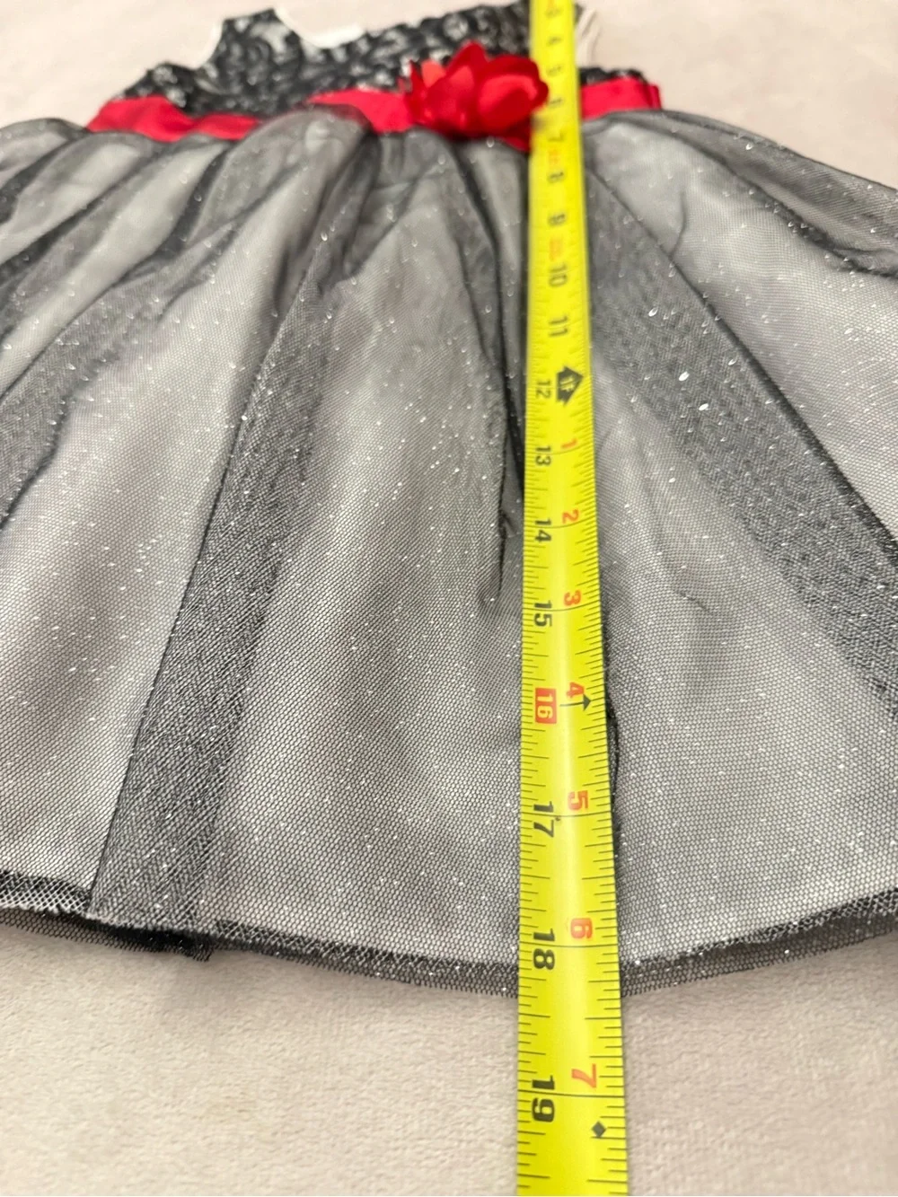 Youngland Toddler Girl Party Dress Black Metallic Lace Shimmer Tulle Red Sash 2T